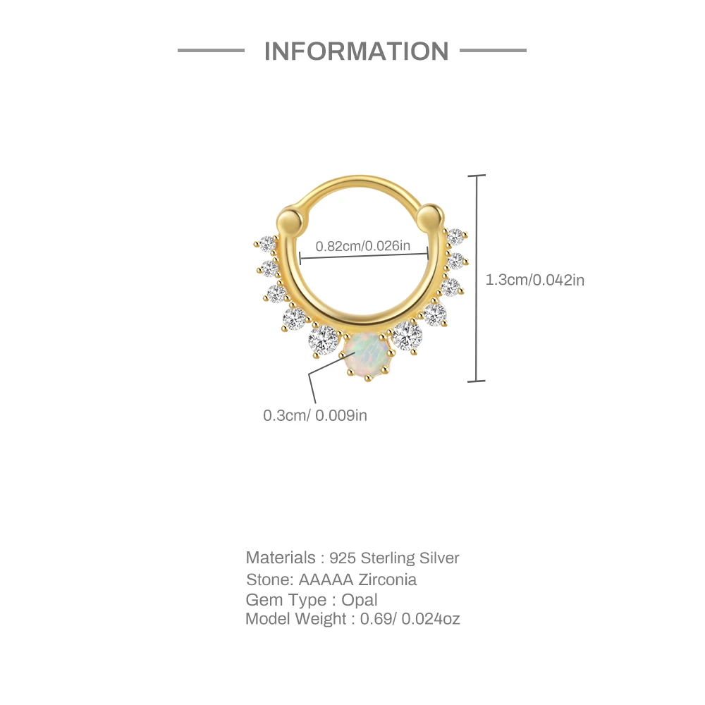 CANNER 1PC 925 Charm Marquise Zircon Earrings For Women Small Hoop Earrings Ear Bone nail aros aretes Huggie Opal Circle Earring