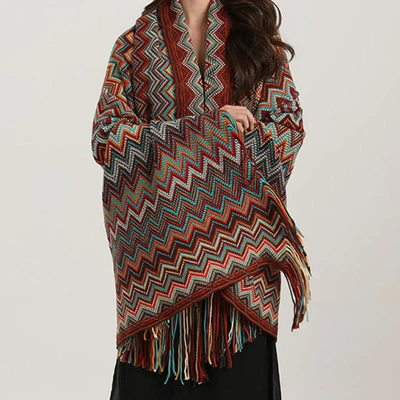 Bohemian Wavy Fringe Shawl Fashion Multifunctional Sofa Cover Blanket for Spring Autumn Shoulder Line Blanket for Office Nap