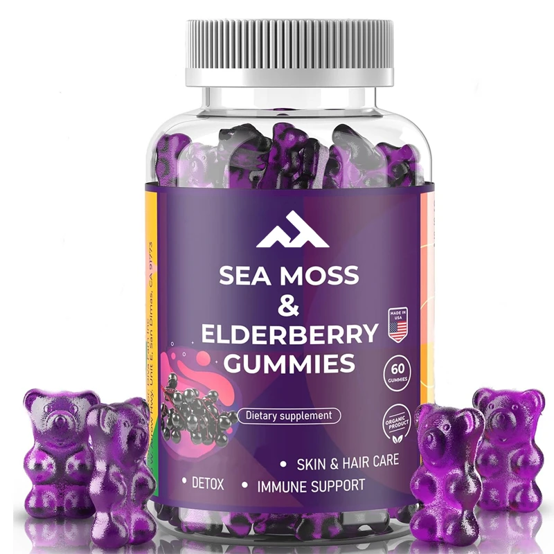 

Natural Seaweed Gummies Contain Elderberry, Irish Seaweed, Elderberry Extract, Burdock Root, Bladder, Immune Support, Energy
