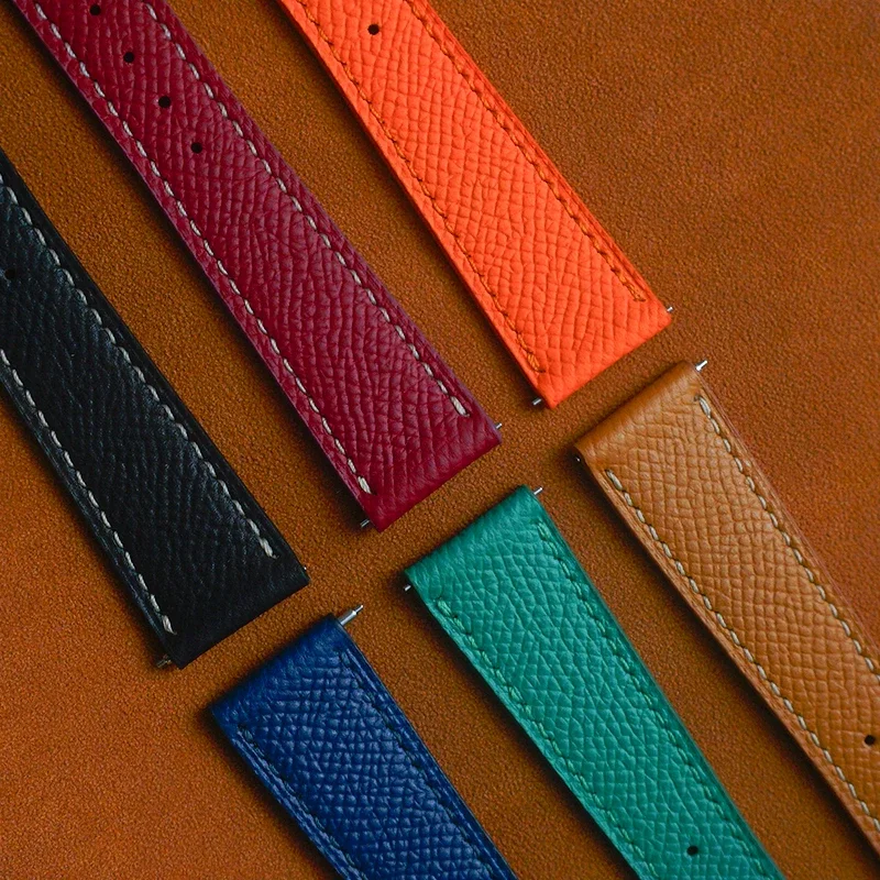 Denique Epsom سليم حزام جلد البقر حزام (استيك) ساعة جلد طبيعي أسود 20 مللي متر 22 مللي متر حزام ساعة اليد حزام الإفراج السريع سوار حزام الساعات