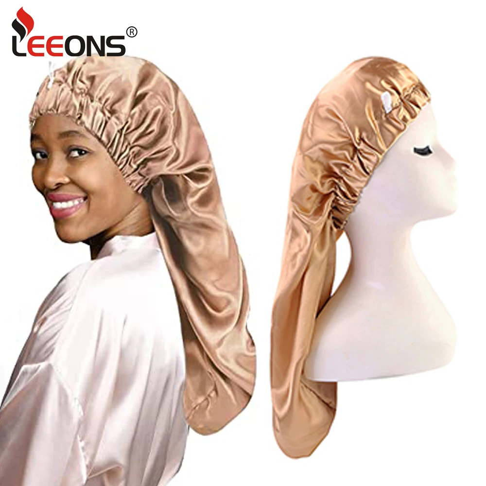 

Satin Silky Bonnet Night Sleeping Cap Hair For Women Natural Curly Long Hair Long Extra Large Hair Bonnets For Dreadlock Braids