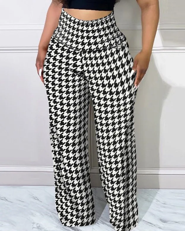 Dames geruite wijde pijpen broek hoge taille casual losse broek voor lente zomer nieuwe 2025, zelfontplooiing sexy broek met rechte pijpen