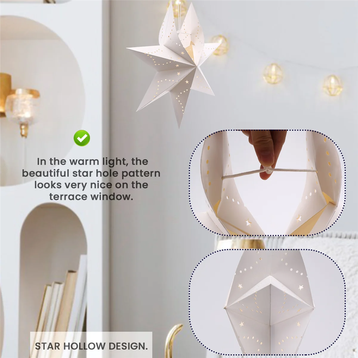 

AAAL Hanging Paper 7 Pointed Star Lantern, Christmas Hanging Star Decorations for Christmas Wedding Birthday Decoration