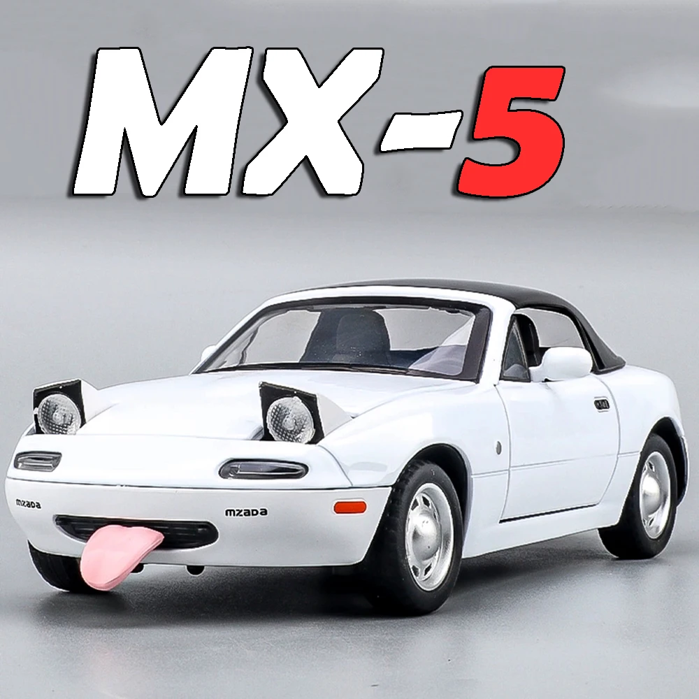 1:24 escala MX-5 RX7-PC modelos de carros de brinquedo liga diecast som luz porta aberta puxar para trás direção da roda dianteira decoração para casa