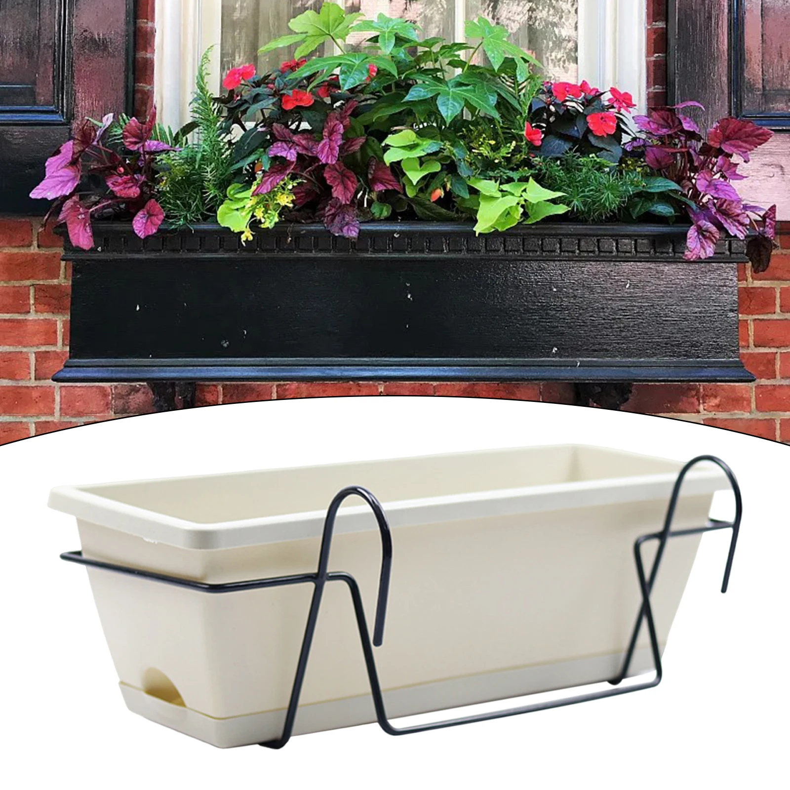 Railing Planter Outdoor Balcony Hanging and Planter Box Brackets Set Home Decoration Flower Pot for Porch Yard Indoor Outdoor