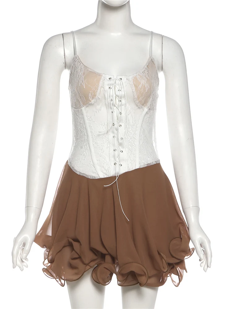 Strano Puss Sexy Shirring Jacquard Strap Dress Donna Patchwork A strati Petto basso Hottie Street Clubwear Sottile Skinny Mini Bodycon