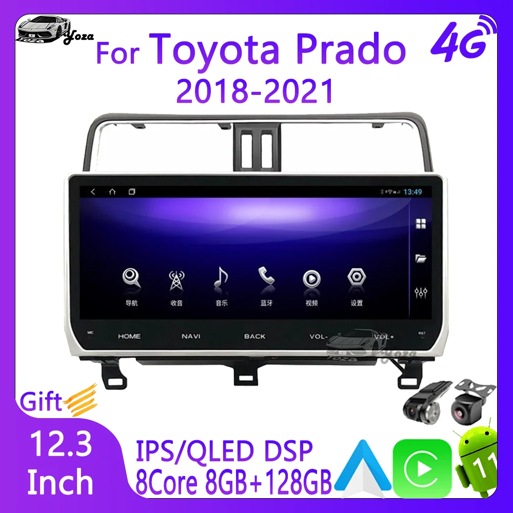 

Yoza Carplay Car Radio For Toyota Land Cruiser Prado 2018-2021 Android11 Touch Screen Multimedia Player GPS Navigation Stereo 4G