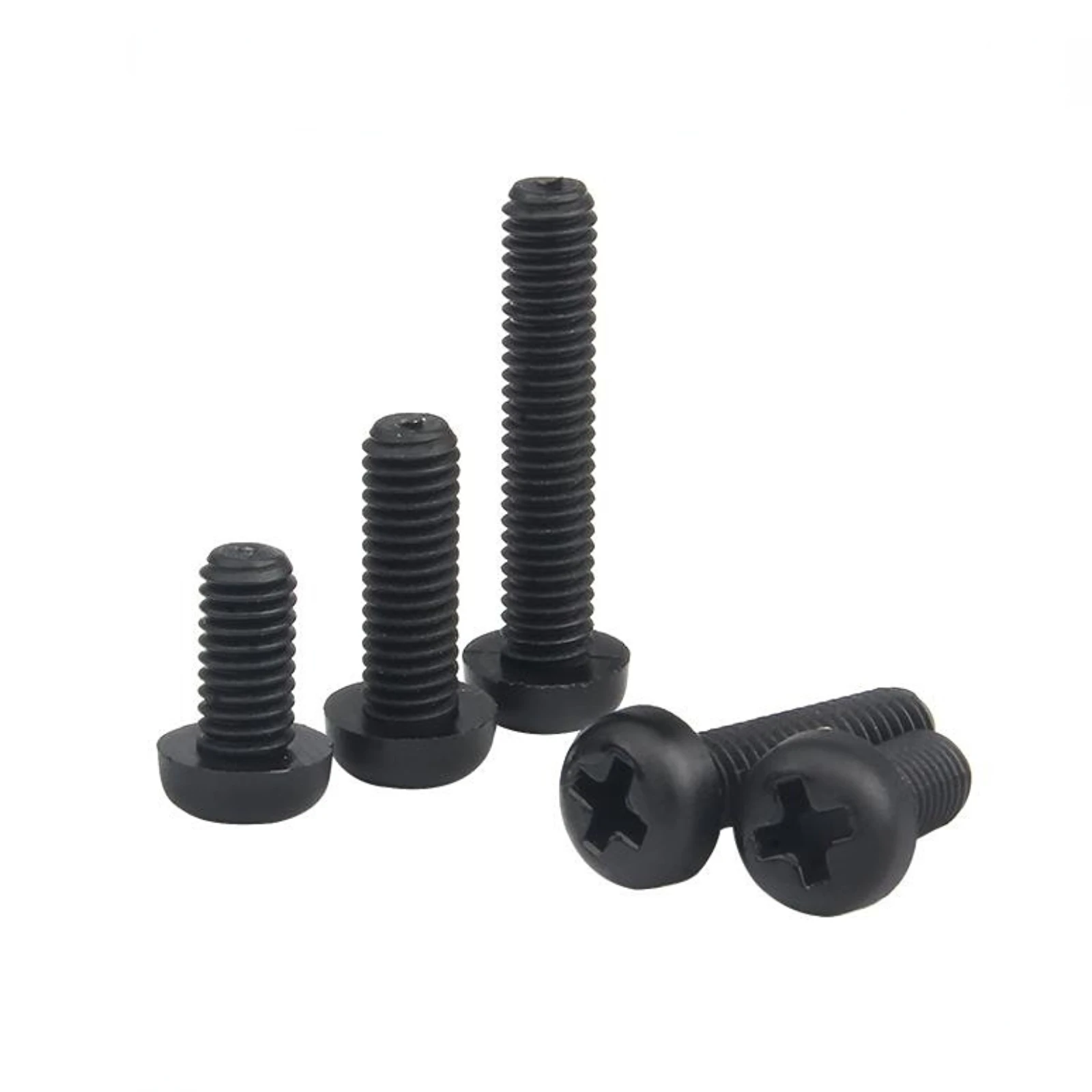 10-20-50pc M2 M2.5 M3 M4 M5 M6 Diameter 2 2.5 3 4 5 6mm Black Nylon Plastic Insulated Cross Phillips Pan Round Head Bolt Screw