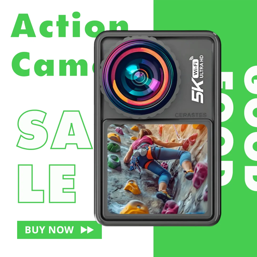 

Action Camera 5K 4K60FPS 48MP WiFi Anti-shake Dual Screen 170° Wide Angle 30m Waterproof Sport Camera with Remote Control