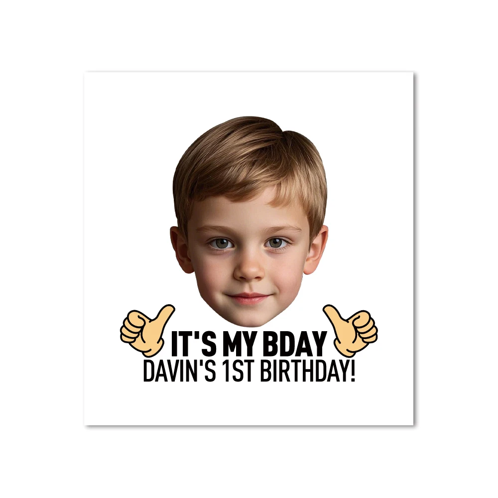 15pcs Custom Face Photo Tattoos Temporary Party Tattoos Personalized Face Sticker Design for Happy Birthday Parties Decor