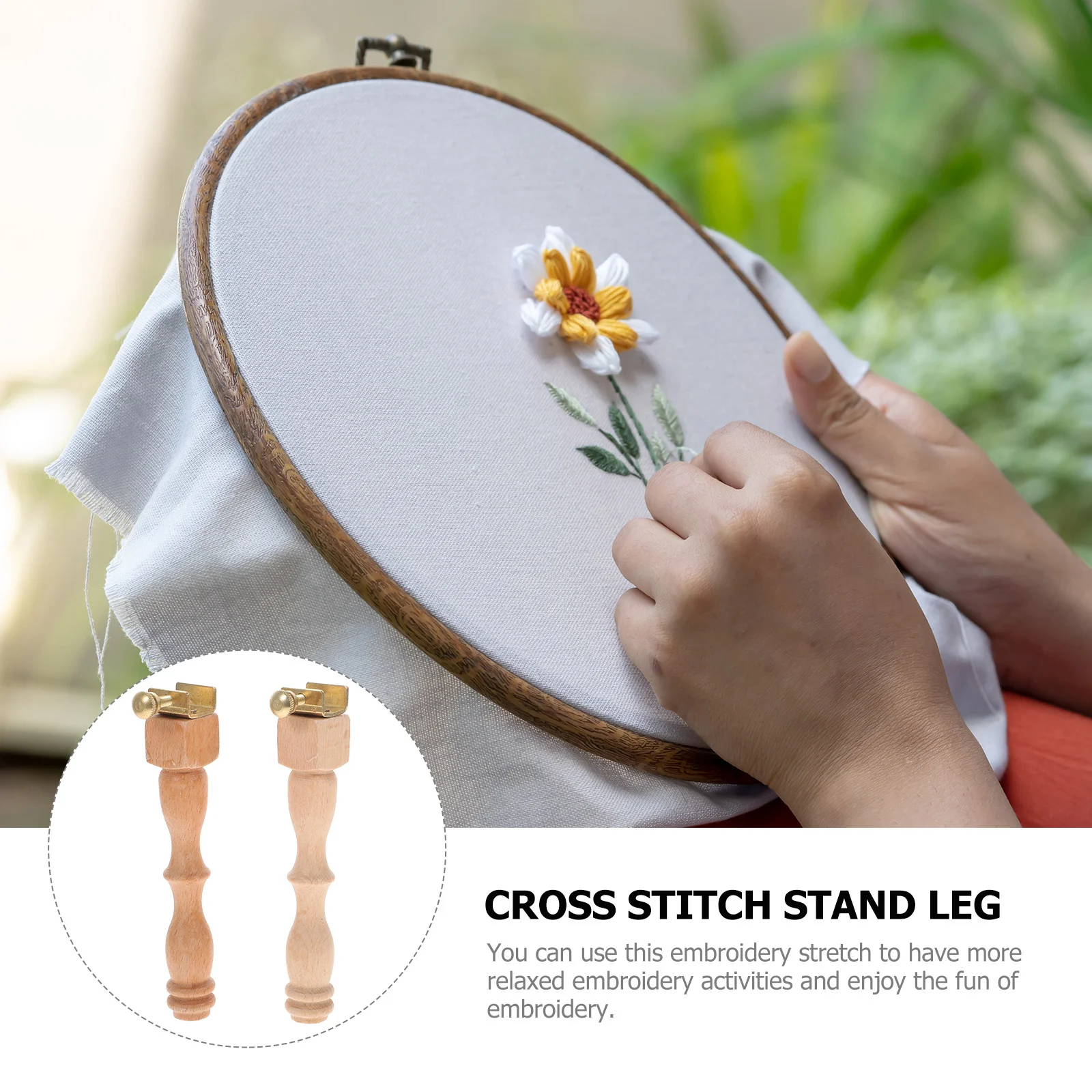 

2Sets Cross Stitch Frame Support Embroidery Frame Heightening Tool Screws Durable Legs Fixing Nails Relax Hand Fatigue Improve