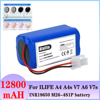 Original 14.8V 12800mah Lithium Battery For ILIFE A4 A4s V7 A6 V7s Plus Robot Vacuum Cleaner INR18650 M26-4S1P battery