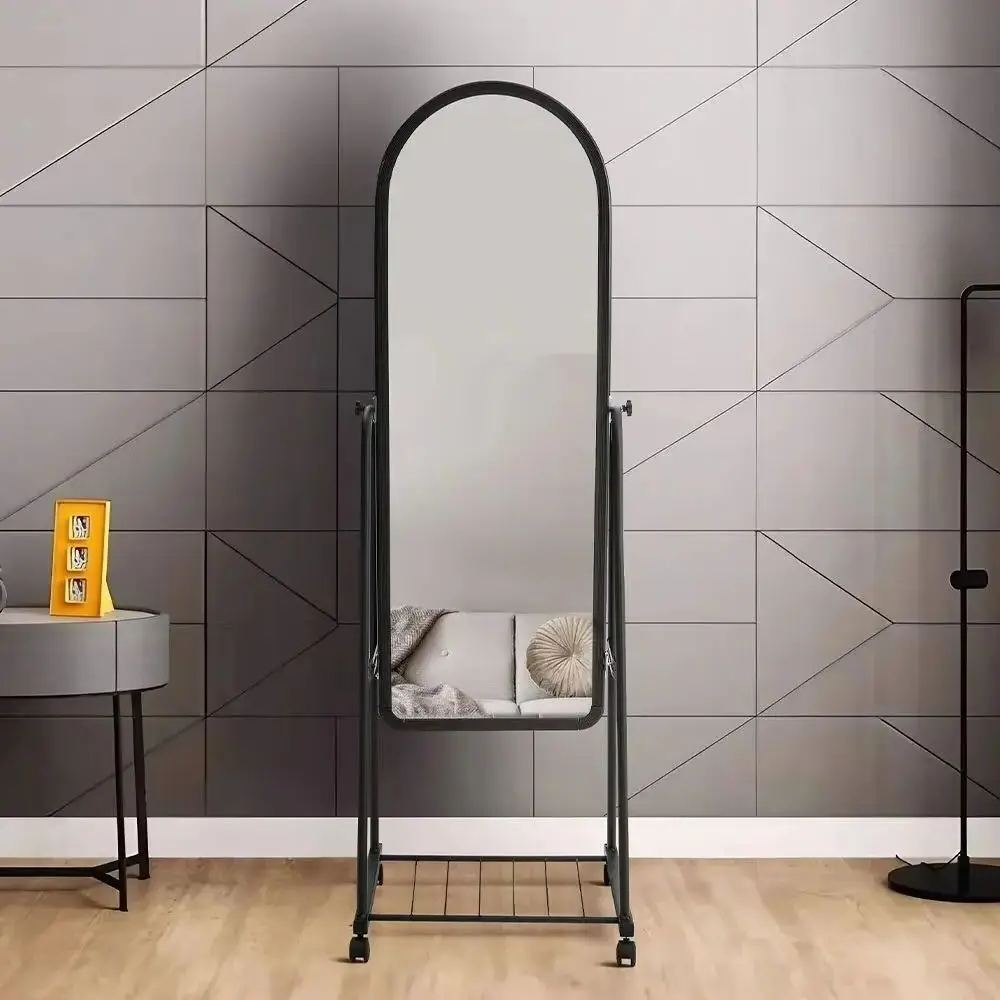 Full Length Rolling Mirror with Bracket for Bathroom Bedroom Living Room