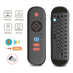 2.4G Wireless Gyroscope Air Mouse Voice Remote Control Mini Keyboard IR Learning Backlit Transmitter for Android Smart TV Box PC