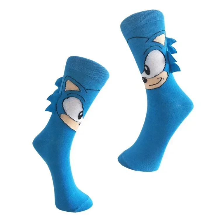 1/2 Pairs Sonics in Tube Socks Outdoor Gym Socks High Quality Comfortable Soft Hand Sewn Qijiao Cute Cartoon Sonic Boy Stockings