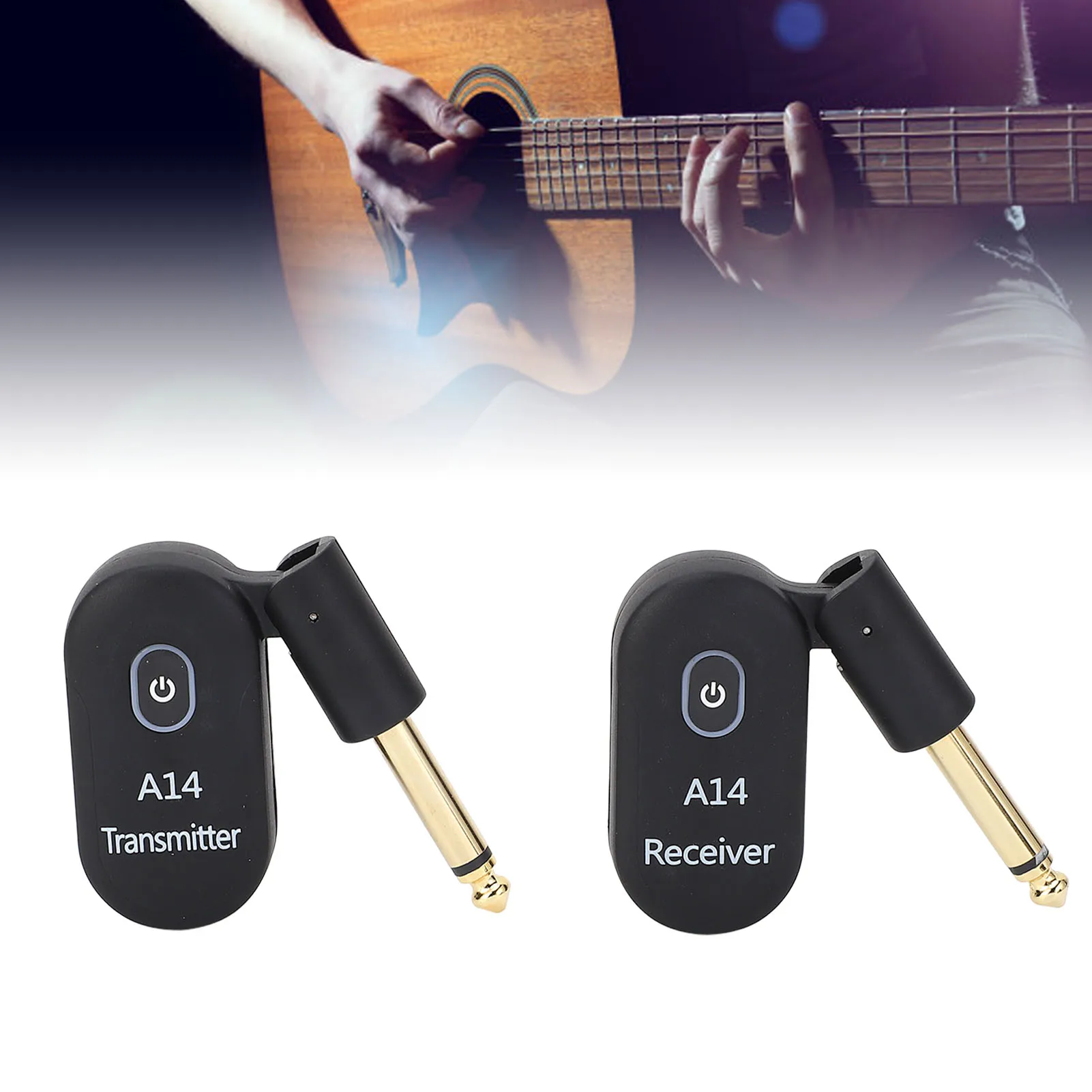 Sistema de guitarra inalámbrico, receptor transceptor eléctrico USB de 2,4 GHz, alcance de 100 pies A14 para bajo y violín con 6,35mm