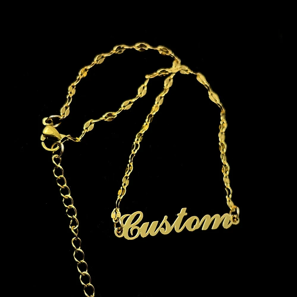 Custom Naam Vrouwen Ketting Armband Set Rvs Sieraden Gepersonaliseerde Brief Hanger Mode Gouden Ketting Moederdag Cadeaus