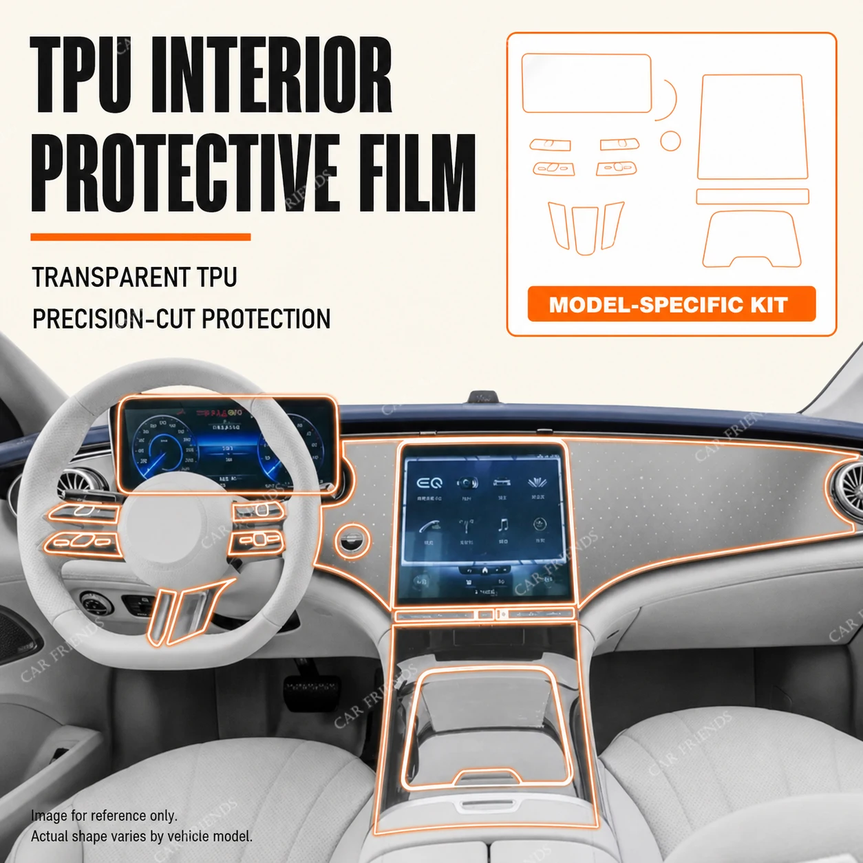 For Mercedes Benz EQE 2022-2023 Transparent TPU Interior Protective Film for Gear Panel Navigation Screen