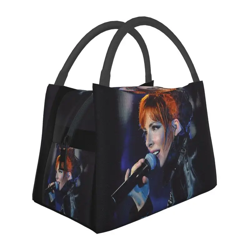 

Beautiful Mylene Farmer Insulated Lunch Bag for Women Portable French Singer Cooler Thermal Bento Box Office Picnic Travel