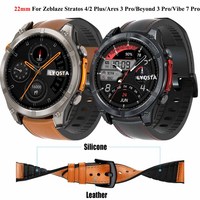 22mm For Zeblaze Stratos 4 Thor Ultra GTR 3 2 NEO 3 Stratos 2 plus Strap Silicone+ Leather Soft Smart Watch Waterproof Bracelet