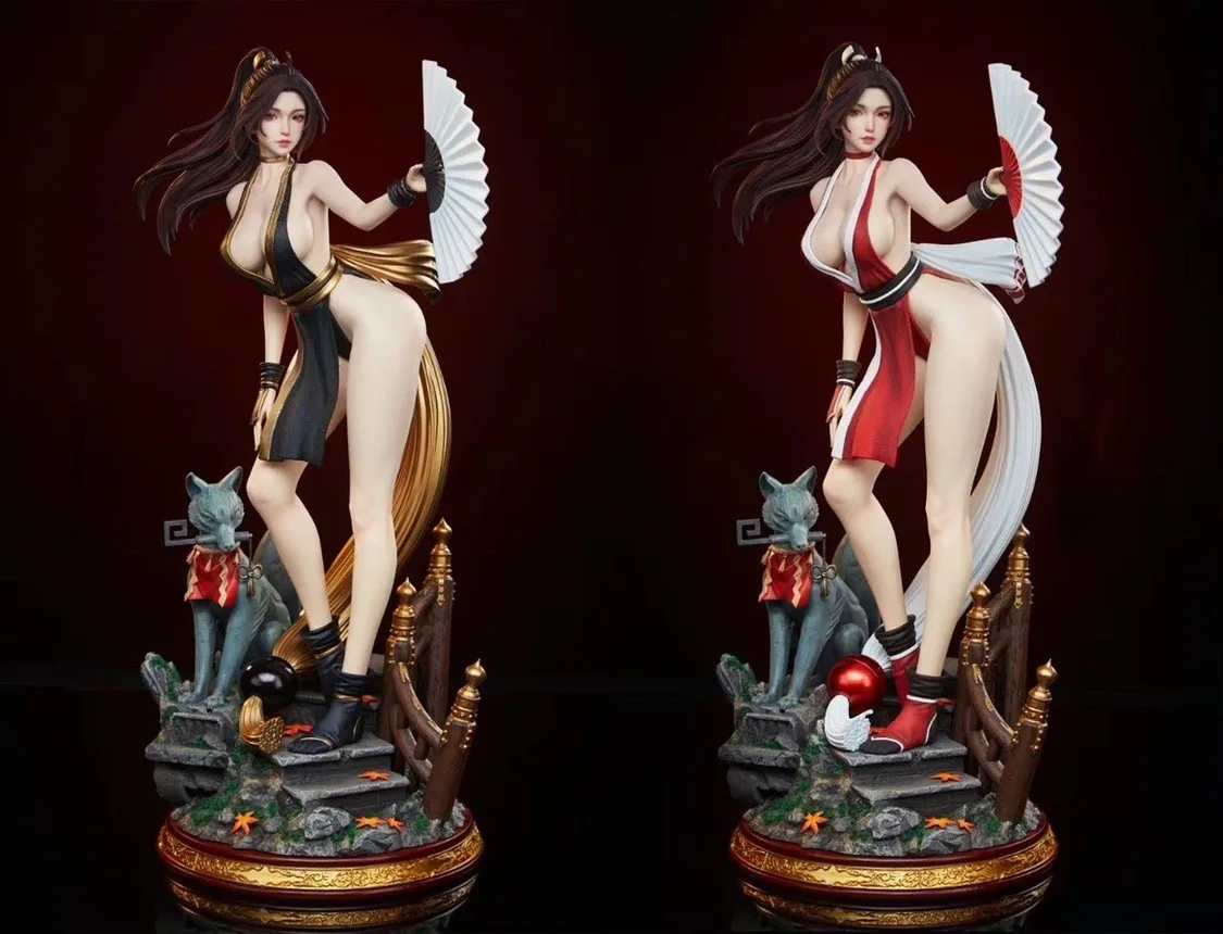 43cm Mai Shiranui składany wentylator ładna dziewczyna ręcznie robiona lalka Anime scena statua kolekcja ręcznie robiona ozdoba na biurko prezent