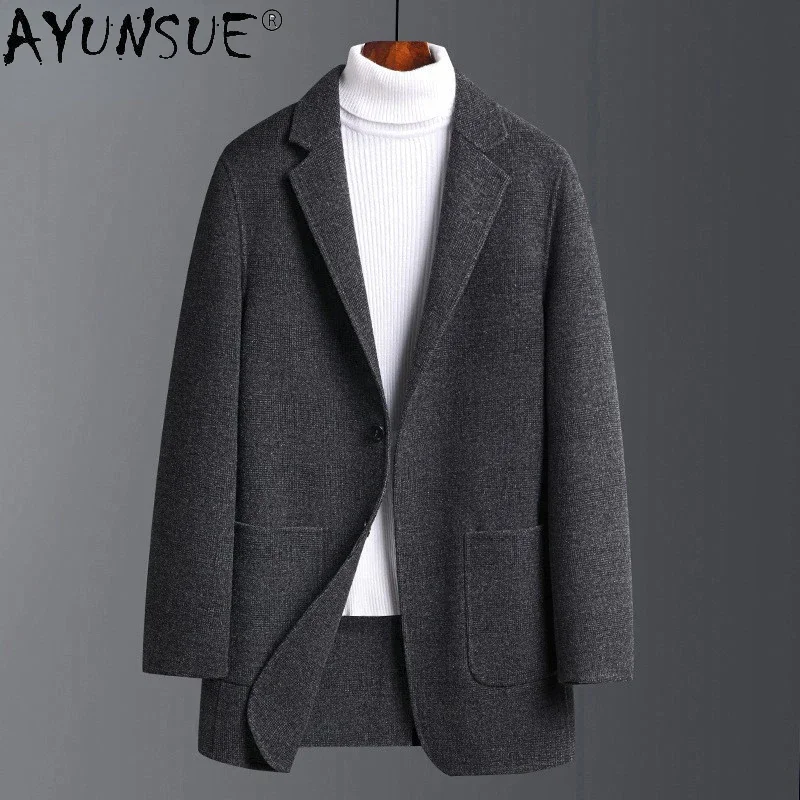 

2022 Spring Autumn New Double-sided Woolen Coat Men's Wool Suit Men Blazer Handmade Slim Winter Woolen Jacket for Men Chaqueta F