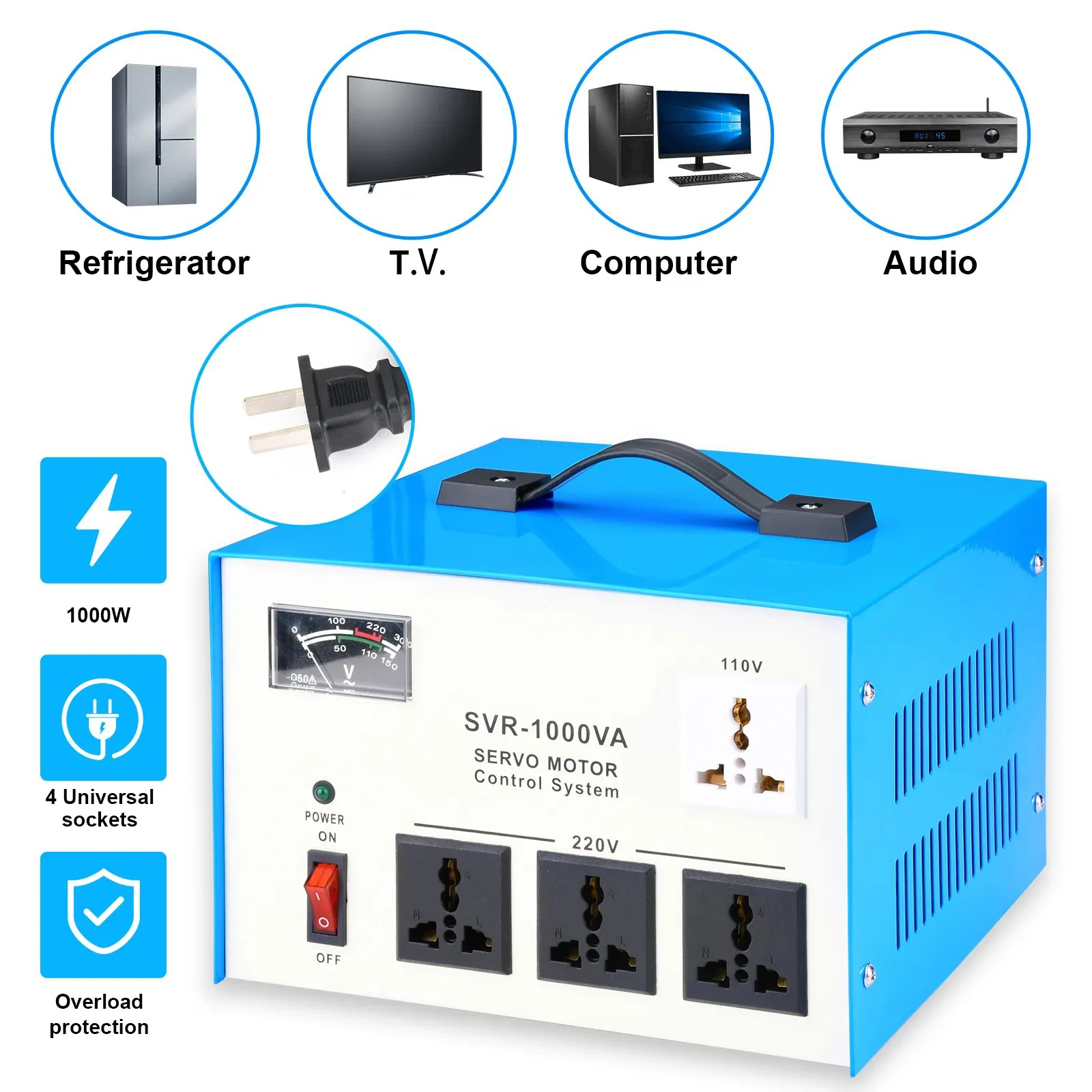 High Quality 1000W Voltage Regulators/stabilizers 100% Copper Servo Motor Stabilizer 220V for Teaching Experiment