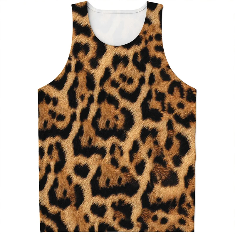 Bezrękawnik z grafiką w stylu lamparta dla mężczyzn, dzieci, lato, z nadrukiem 3D, skóra zwierzęca kamizelka Street szybkoschnący t-shirt bez rękawów