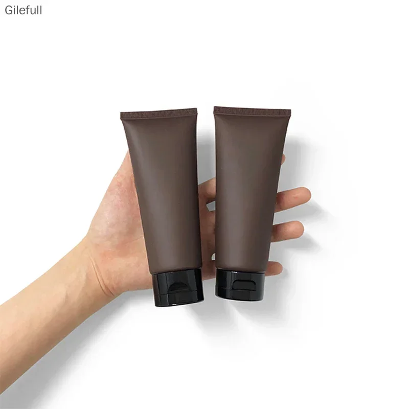 10pc 100ml Matte Brown Plastic Squeeze Bottle Empty 100g Cosmetic Soft Tube Facial Cream Packaging Container Frost Free Shipping