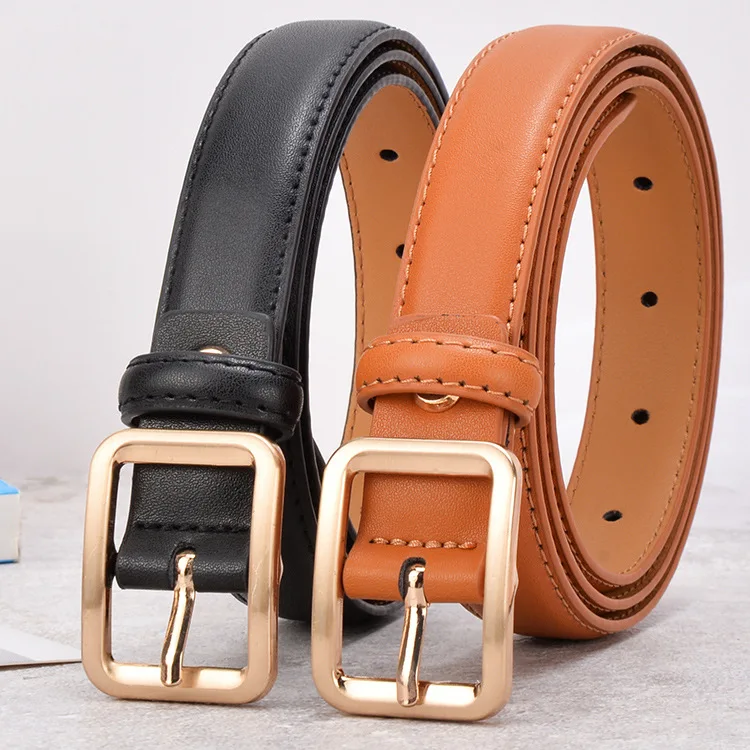 

New Women's Simple Leather Belt, Alloy Needle Buckle, Casual and Versatile Jeans Skirt, Cowhide Luxury Brand Belt