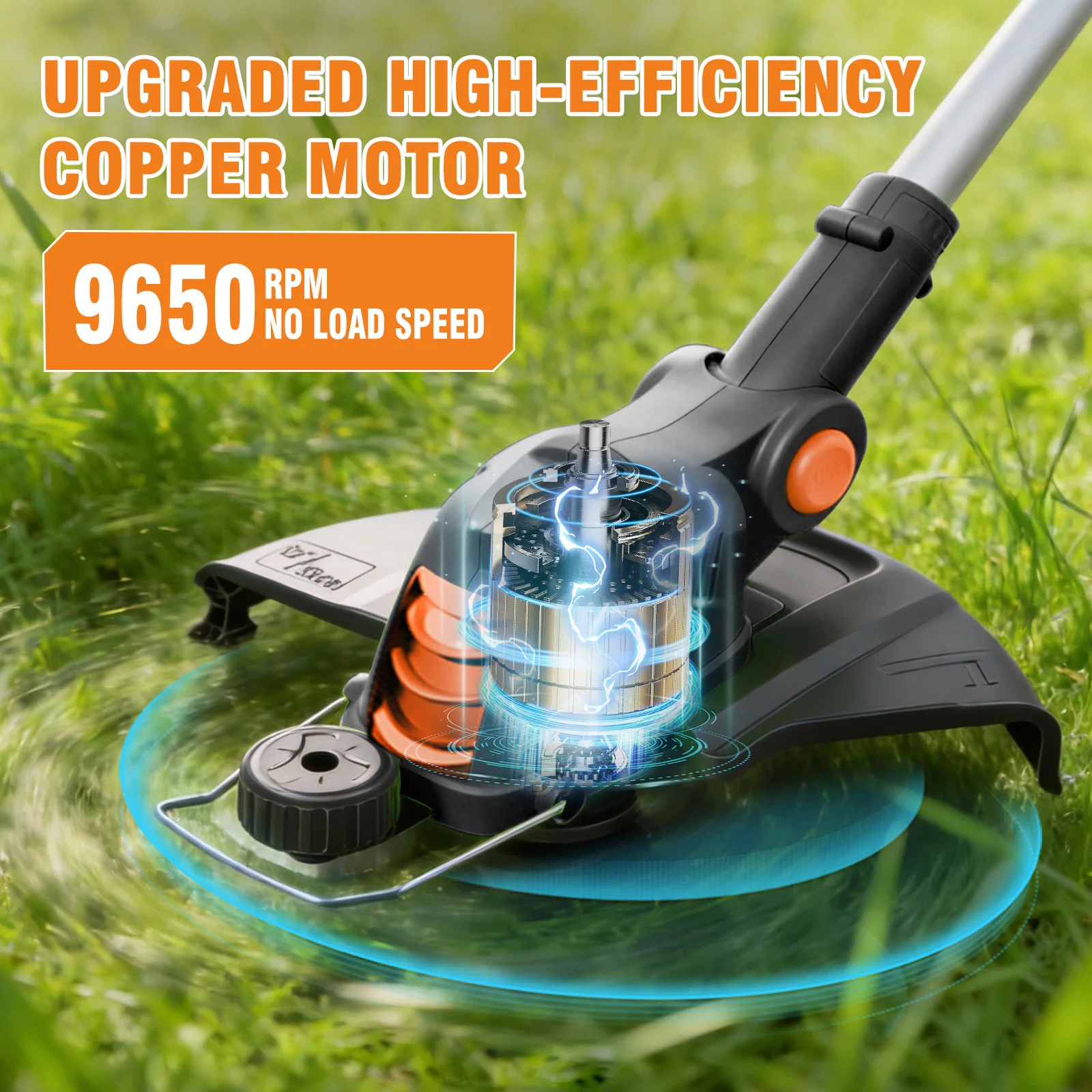 12-Inch Cordless String Trimmer 90° Rotatable Head Auto Line Feed System Electric Grass Trimmer With 10 Spools 2×4.0Ah Batteries & Charger for Lawn & Garden