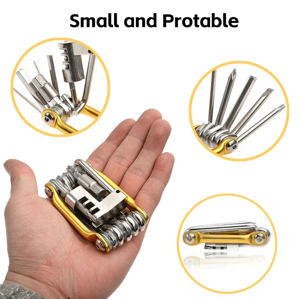 11 in 1 Bicycle Repair Tool Kit Mountain Bike Wrench Screwdriver Chain Hex Spoke Multifunction Bicycle Repair Set Cycling Tool