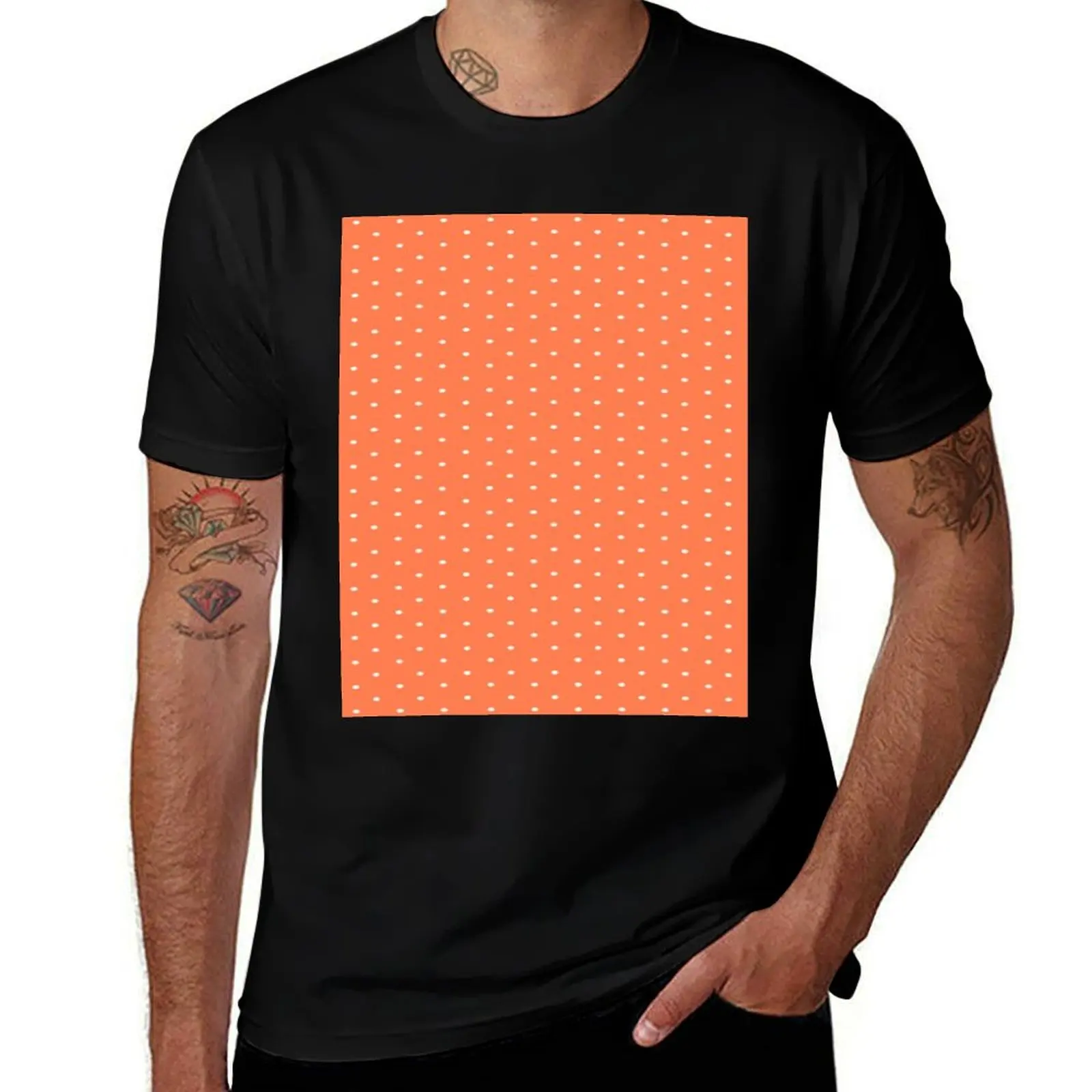 

background fit dots shirt t for coral slim T-Shirt t for funny t polka color man shirts on cotton shirts White man