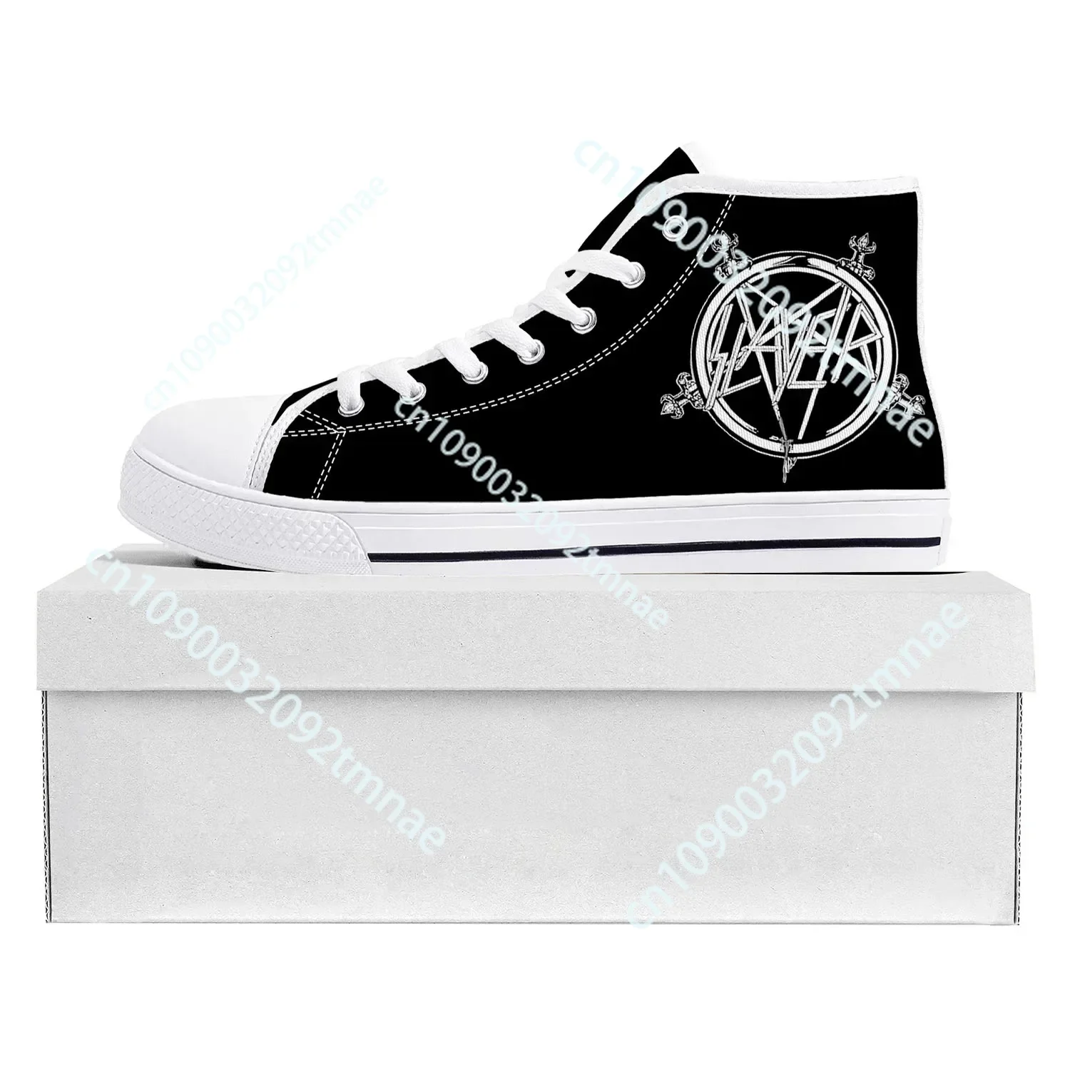 

Slayer Heavy Metal Rock Band High Top High Quality Sneakers Mens Womens Teenager Custom Sneaker Casual Couple Shoes Custom Shoe