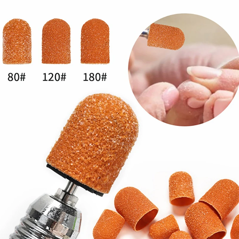 1pcs Nail Sanding Caps With Rubber Gel Polish Remover Nail Drill Bit Mill Grinding Sand Cap Pedicure Tool For Manicure Machine