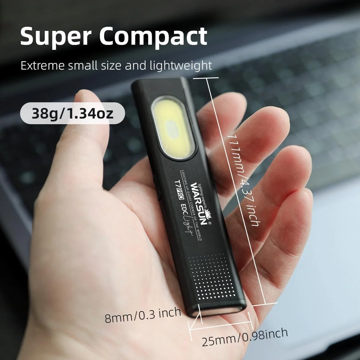 Warsun T7 LED Keychain Flashlight USB-C Rechargeable 600Lm Portable Mini Torch Light with Magnet Pocket Lantern Flood Work Light