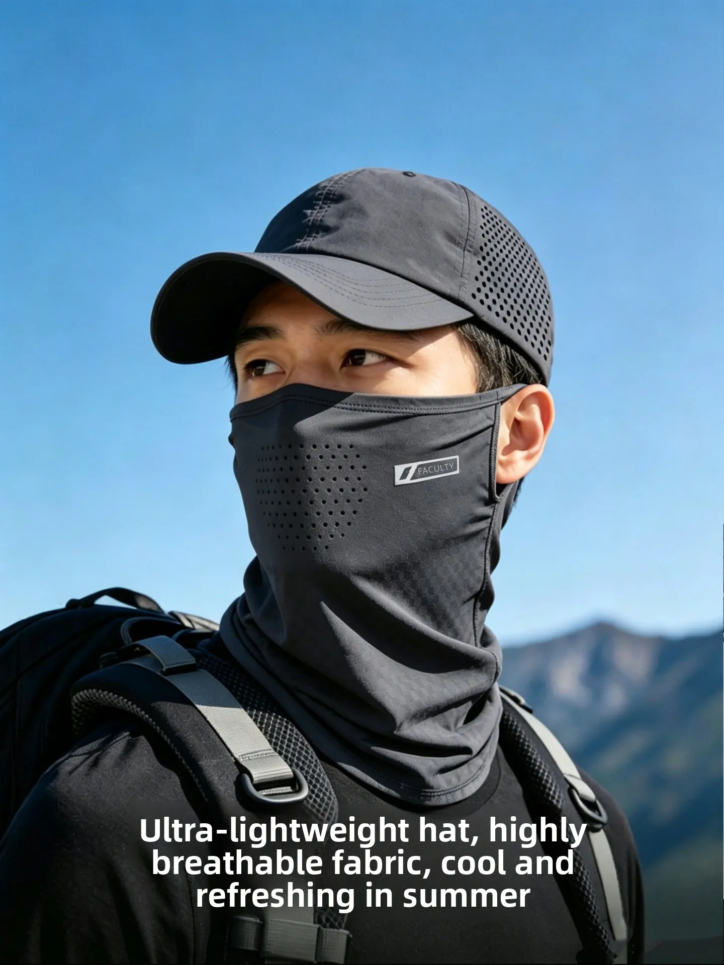 Men's Hiking Sun Hat Ice Silk Sleeve Covers Adjustable Bend Brim UPF50+ UV Protection Foldable Sunshade Face Mask Large Head ...