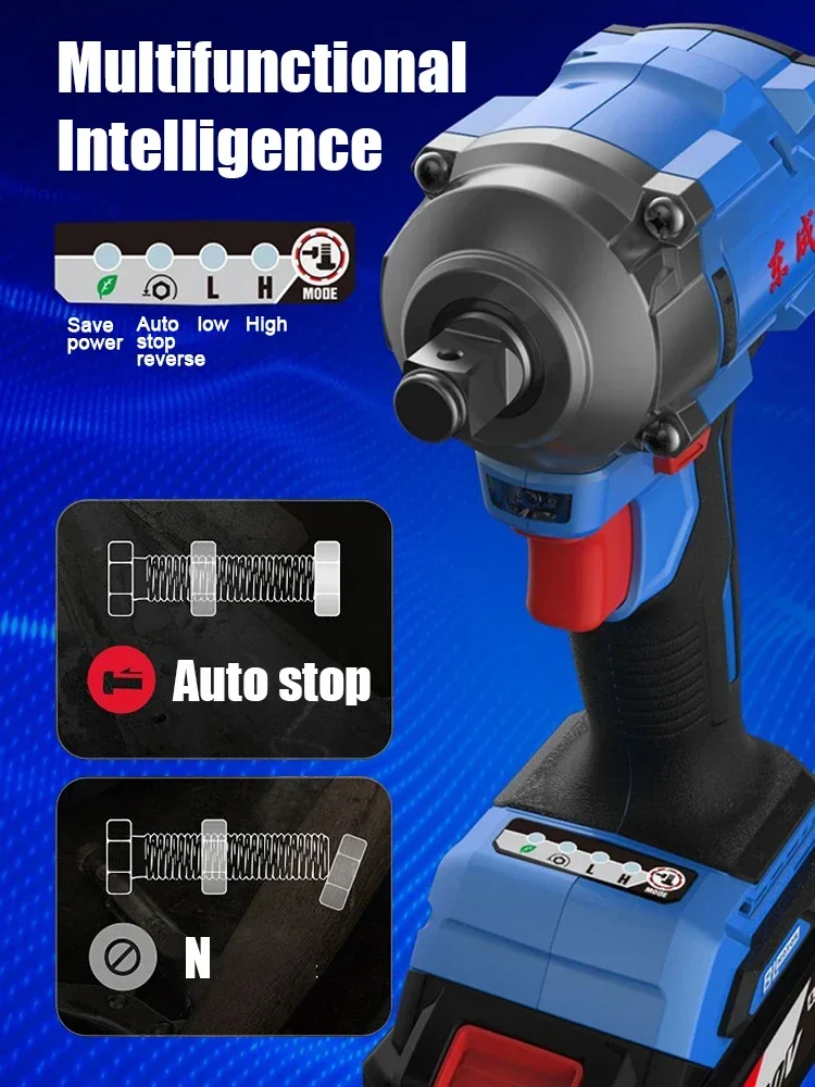 Dongcheng DCPB358 Cordless Impact Wrench Brushless Auto Stop Reverse 2 Speed Adjustable 20v Torque 358Nm 2500rpm 3100T/min