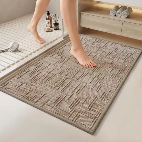 EIFLOY-Modern Welcome Doormat, Anti-slip Foot Mat, Water Absorbent, Bath Mat, Bathroom Floor Rug