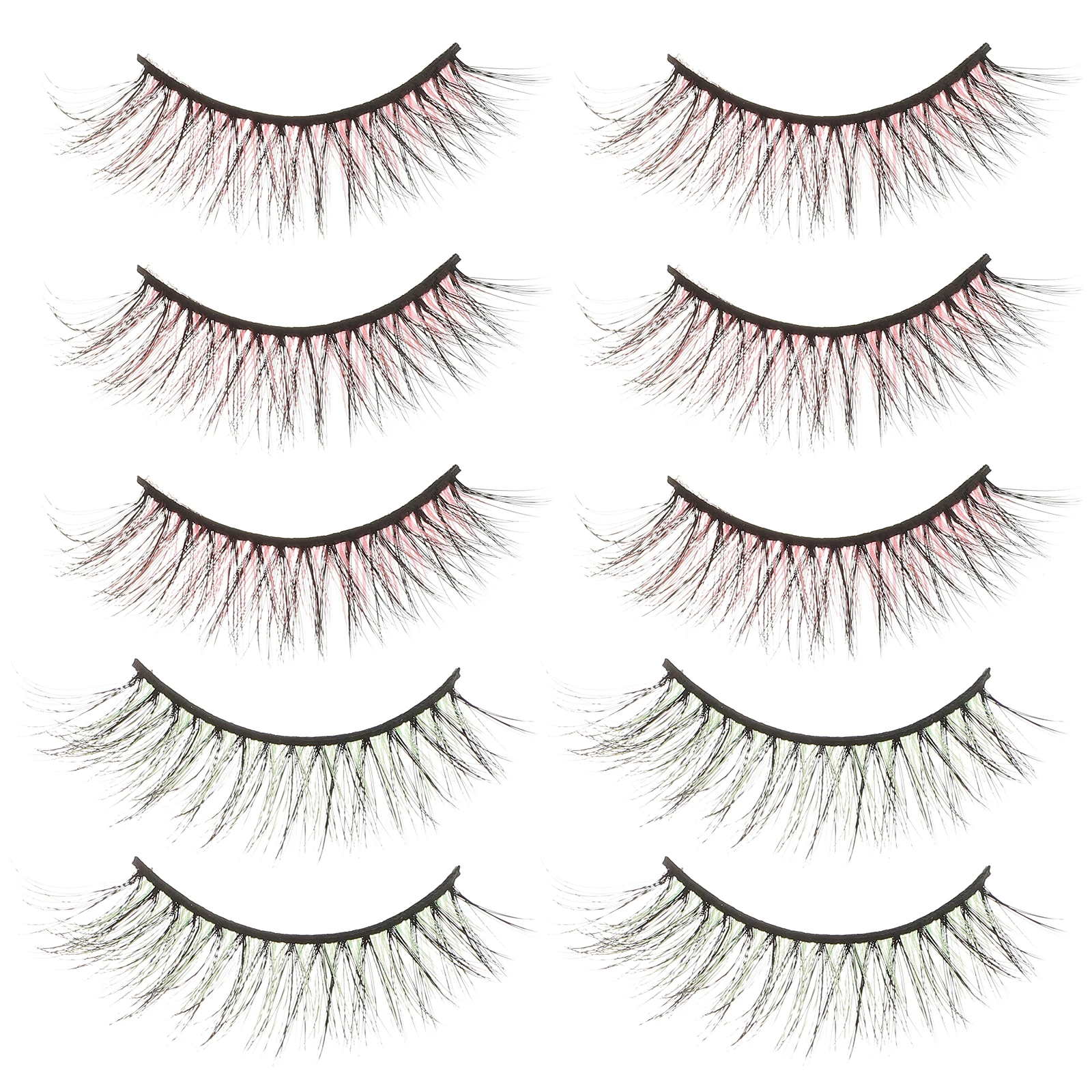 

5 Pairs Colored False Eyelashes Wispy Strips Clusters Dramatic Volume Extensions Party Natural lashes for Cosplay
