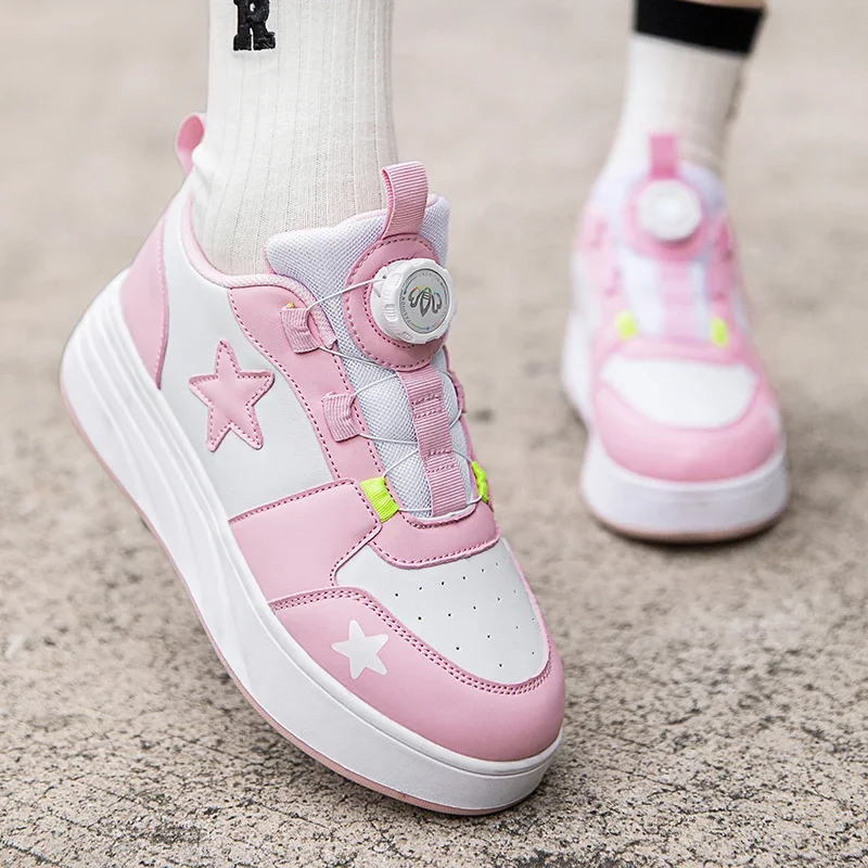 Black Pink Children Roller Skates Shoes Fashion Kids Inline Skates Sport Sneakers Boy Girls Birthday Gift Roller Sneakers 201