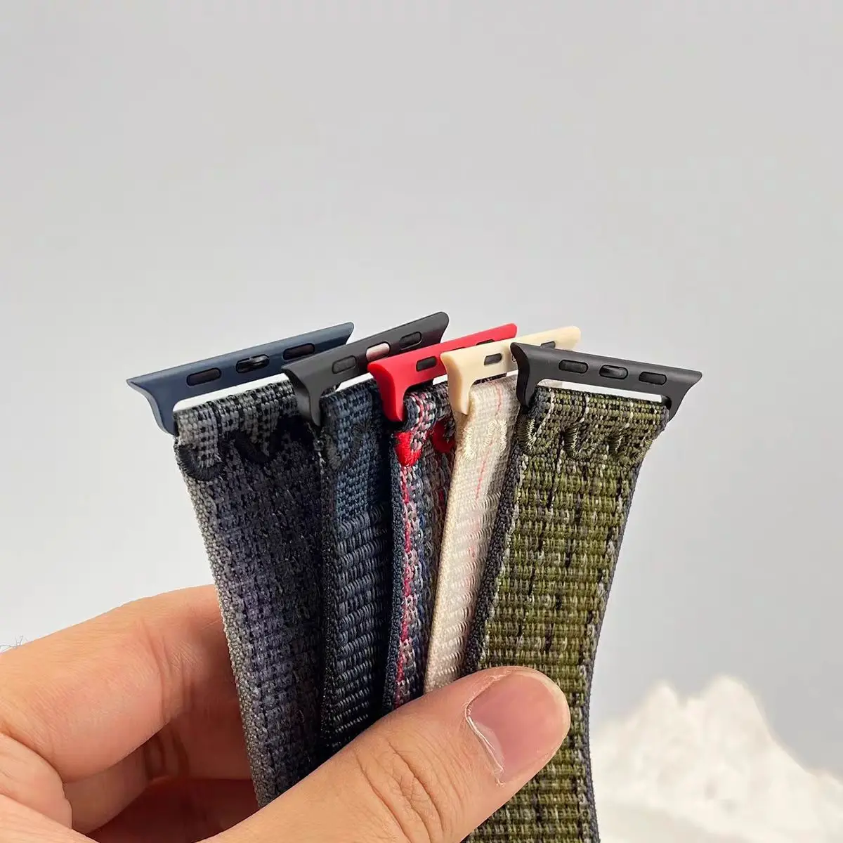 สายนาฬิกาไนลอนสำหรับ Apple Watch ขนาด 45 มม. 44 มม. 46 มม. 40 มม. 41 มม. 38 มม. 42 มม. สายรัดข้อมือ iWatch Series 6 Se 7 8 9 10 11 ultra2-3 49 มม.