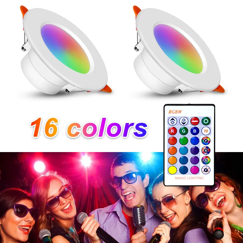 

110V 220V RGB LED Downlight Remote Control Dimmable Led Ceiling Lamp Spot Light 10W 15W Round Down Lamp For Indoor Lighting