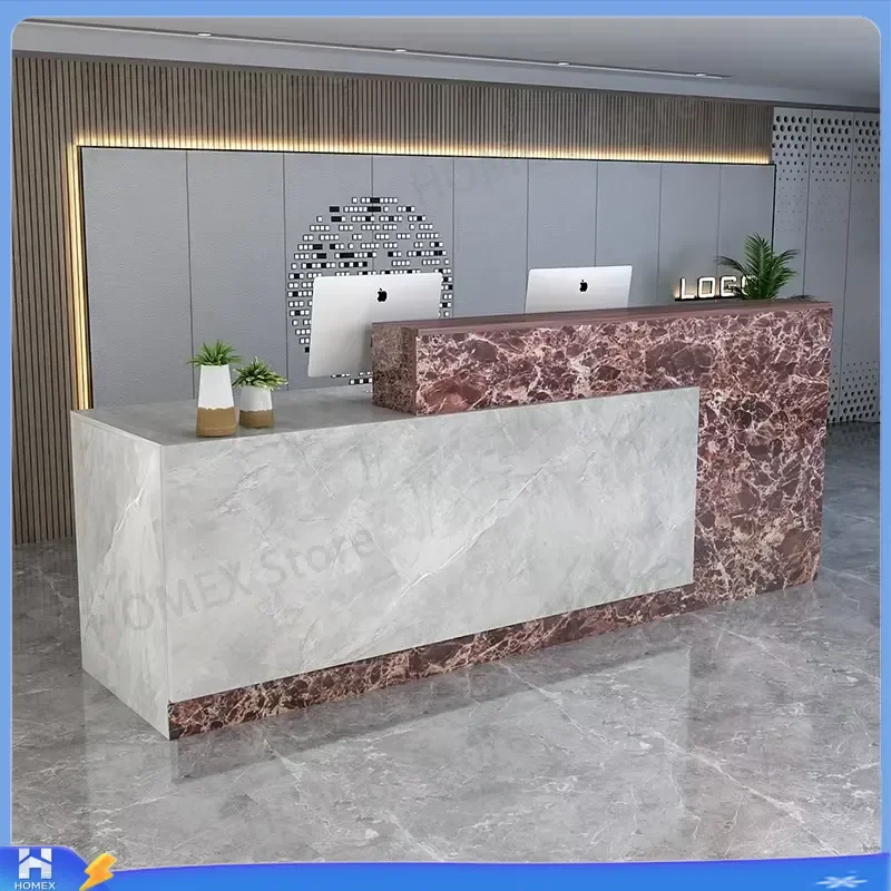 Modern Luxury Salon Reception Desk Simple Beauty Counter Commercial Furniture Store Front Office Table Decorative Business