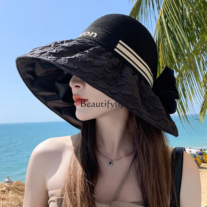 

Summer New Vinyl Sun Protective Air Top Sunhat Women's Big Brim UV Protection Foldable