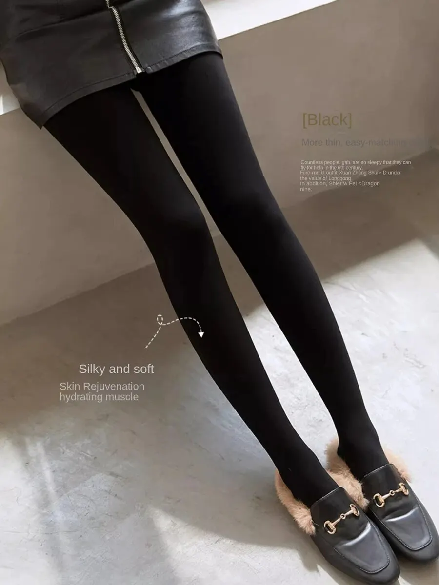 Thermal Stockings Woman Sexy Transparent Legging Half Effect Woman Tights Lined Leggings Fleece Winter Panty Fake Translucent