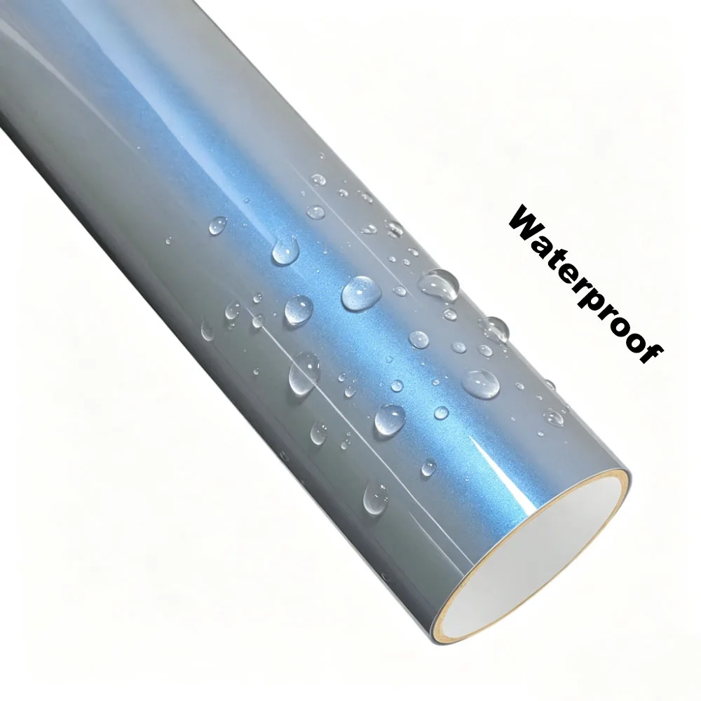 Magic Pearl Gray & Blue Car Sticker Wrap Vinyl Film Color Change PET Bubble Free Wrapping Decals Car Sticker Interior Exterior