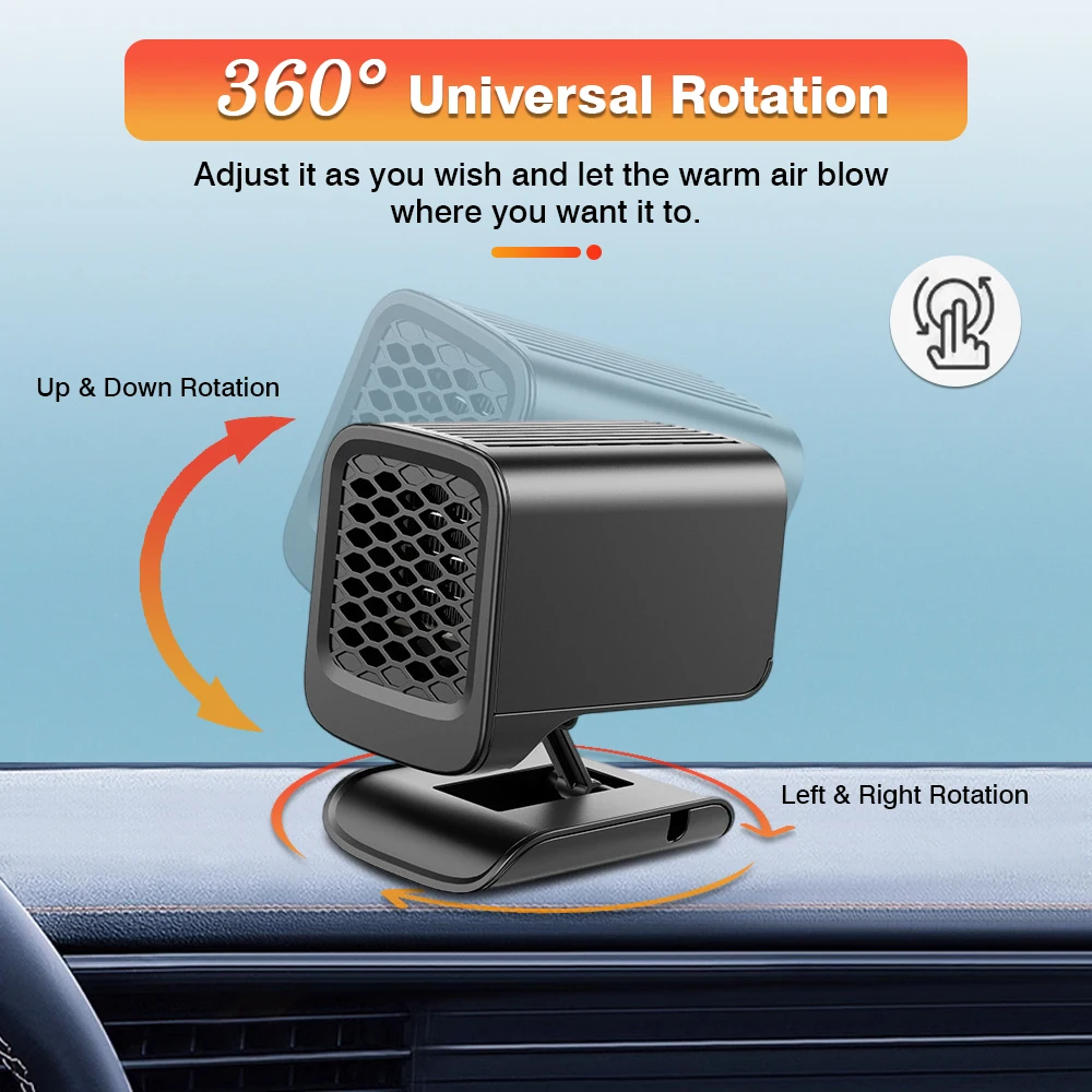 Car Heater 24V 150W Portable Car Heating Fan 2in1 Cooling Heating Auto Windshield Window Defroster Car Anti-Fog Heater Demister