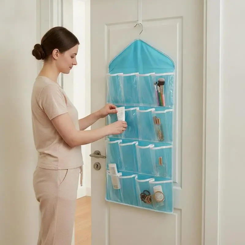 Hanging Underwear Storage Bag 16 Pockets Washable Wall Closet Organizer Pouch for Home Dorm Small Space