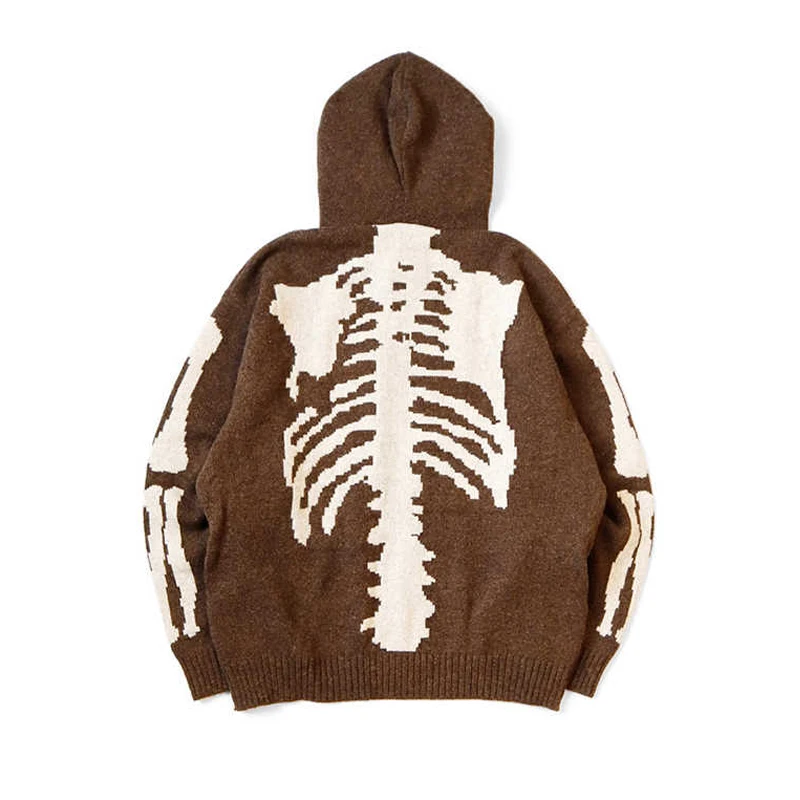 24AW KAPITAL Hirata and Hongri Casual Two-color Bone Embroidered Wool Hooded Knitted Sweater
